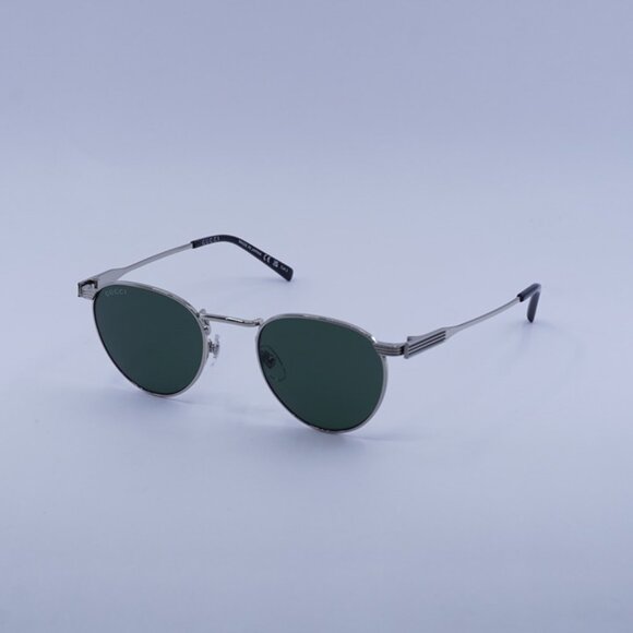 Gucci GG1875S 002 Sunglasses Silver Round Frame, Green Lenses - Picture 1 of 10